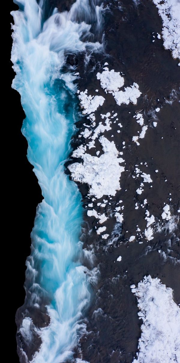 Glacial river in Iceland seen from above